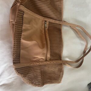 Tan Mesh Tote Bag